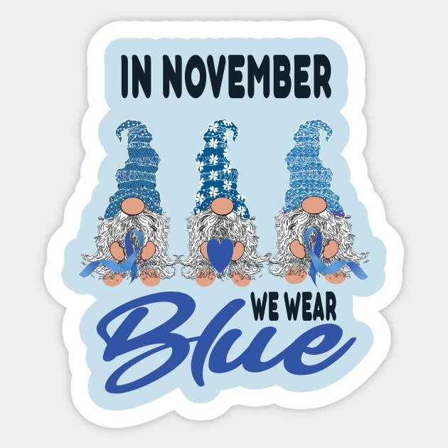 In november we wear blue gnomes diabetes awareness gift Sticker by DODG99